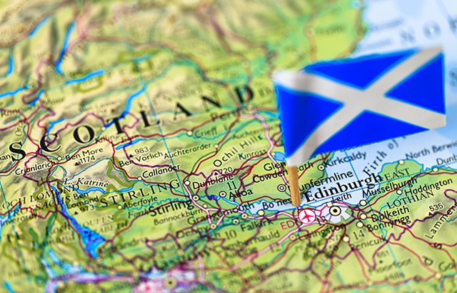 Map and flag of Edinburgh, Scotland