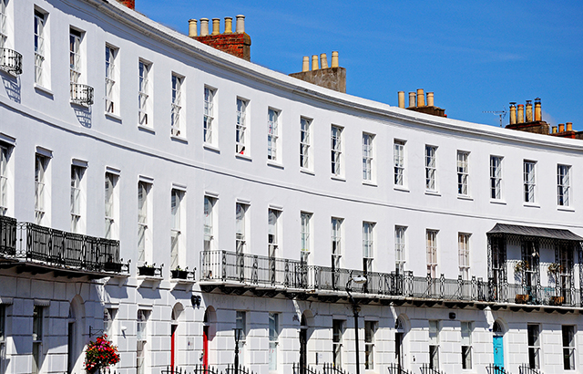 The Royal Crescent buildings, Cheltenham, Gloucestershire, England, UK, Western Europe.