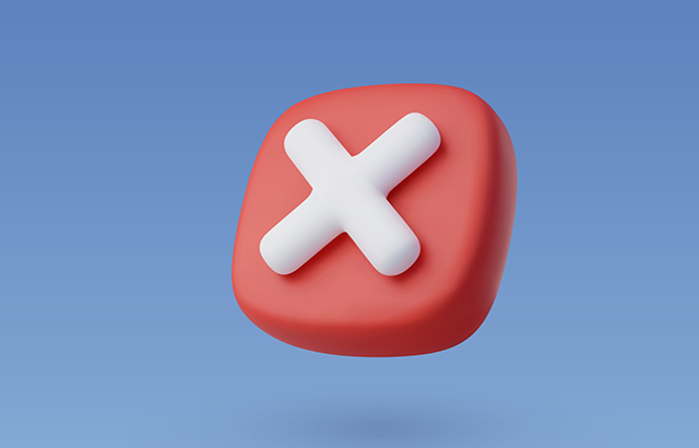 3d Vector Wrong Checkmark box, Disapprove or Wrong Choice concept. Eps 10 Vector.