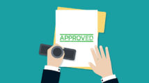 Businessman hands stamped the approved on document paper, Vector Illustration in flat style.