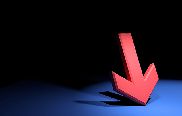 Down arrow on dark background