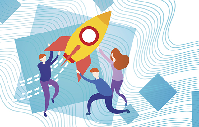 Business People With Space Ship, new launch