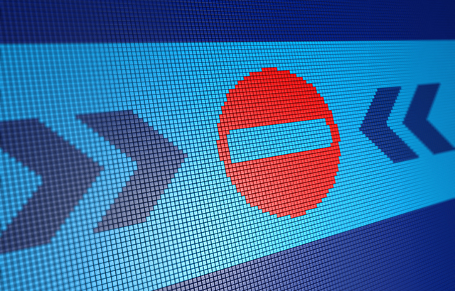 No Entry Symbol on pixelated background