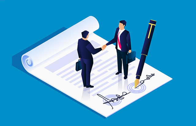 Two businessmen successfully signed a contract