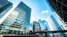 Office buildings in Canary Wharf, the downtown financial district in London