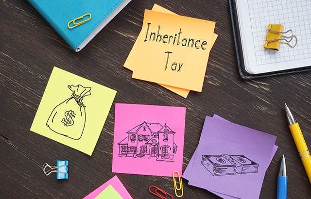 Inheritance tax is shown on a photo using the text
