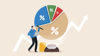 Financial Report. Reviewing investment portfolio. Adjusting portfolios from raising interest rates from the federal government or FED. Inflation, stock markets, funds, cryptocurrencies. Investors check their investment assets.