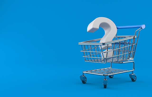 Question mark inside shopping cart